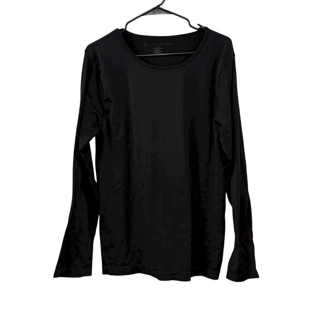 French Laundry Black Long Sleeve Stretchy Activewear Layering Tee Size 2X 3X